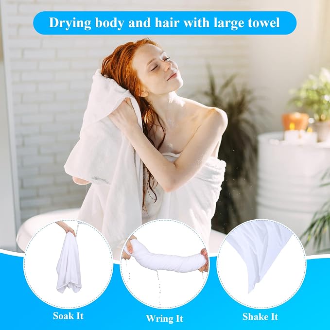Breling 8 Pieces Sublimation Blank Bath Towel Microfiber Polyester Thick Towel Absorbent White Towel for Sublimation DIY Home Bathroom, 60 x 27 Inch - Image 6