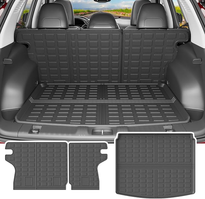 powoq Cargo Mat Compatible with 2017-2025 Jeep Compass Trunk Mat Rear Back Seat Protector Cargo Liner TPE Replacement for 2017-2024 2025 Jeep Compass Accessories (Trunk Mat+Backrest Mats) by powoq