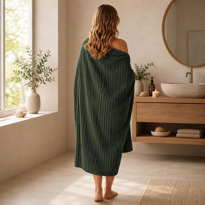 3 Pack Bath Towel Set, 40"x80" Oversized Bath Sheet, Olive Green | Ultra Soft Microfiber, Lint Free, Quick Dry, Highly Absorbent, Full Body Coverage, 1 Bath Sheet, 1 Hand Towel, 1 Washcloth - Image 4