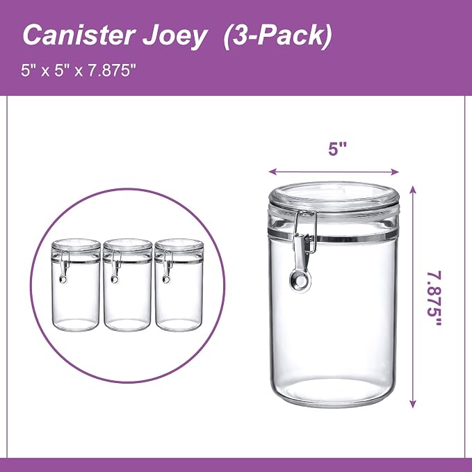 Amazing Abby - Cathy - 56-Ounce Plastic Canister (Set of 3), Plastic Airtight Food Container, Stackable for Pantry Storage, BPA-Free and Shatter-Proof, Perfect for Home and Commercial Use - Image 4