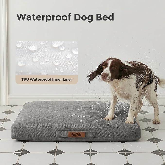 Sytopia Outdoor Dog Bed, 42" XL Orthopedic Dog Bed for Extra Large Dogs (90 lbs), Durable Waterproof Pet Bed, Heavy Duty Dog Crate Pad, Washable Removable Cover, Anti-Slip Bottom, Dark Gray - Image 3