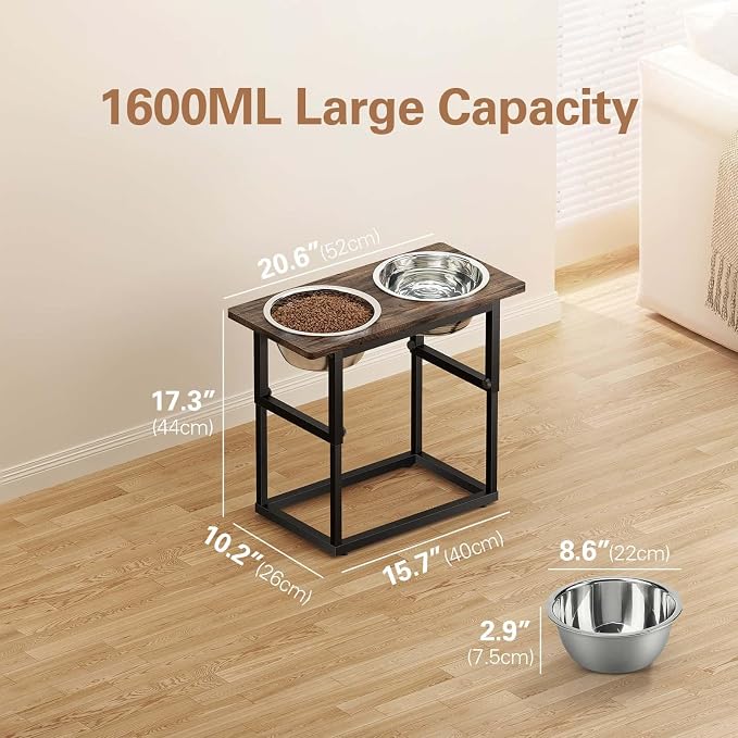 Zarler Elevated Dog Bowls for X-Large and Large Breed, 5 Adjustable Heights from 8.2'' - 17.3'', 2 Stainless Steel Bowls, 8.2'',11.8'',13.7'',15.7'',17.3'' Raised Dogs Food Bowl Stand - Image 4