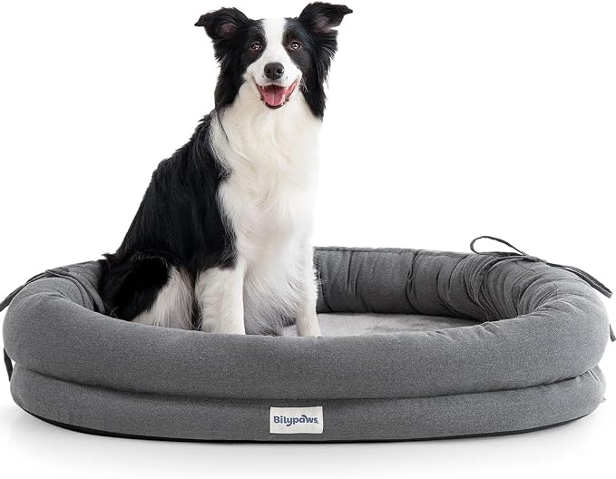 Orthopedic Dog Bed for Large Dogs, Pet Sofa Bed, XL, Dark Gray | Orthopedic egg crate foam, 4-sided bolster support, anti-slip bottom, pet sofa bed for extra large dogs by bilypaws