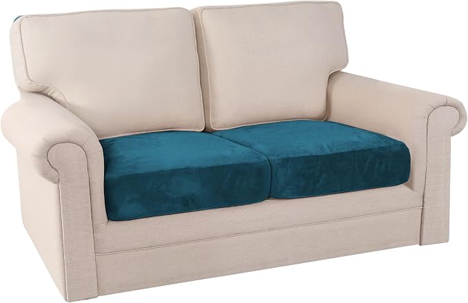 PrinceDeco Stretch Velvet Couch Cushion Covers, Soft Cushion Slipcover for Chair Loveseat Sofa Cushion Furniture Protector Seat Cushion Sofa Cover(Each Width Up to 29.5" Deep Teal) - Image 8