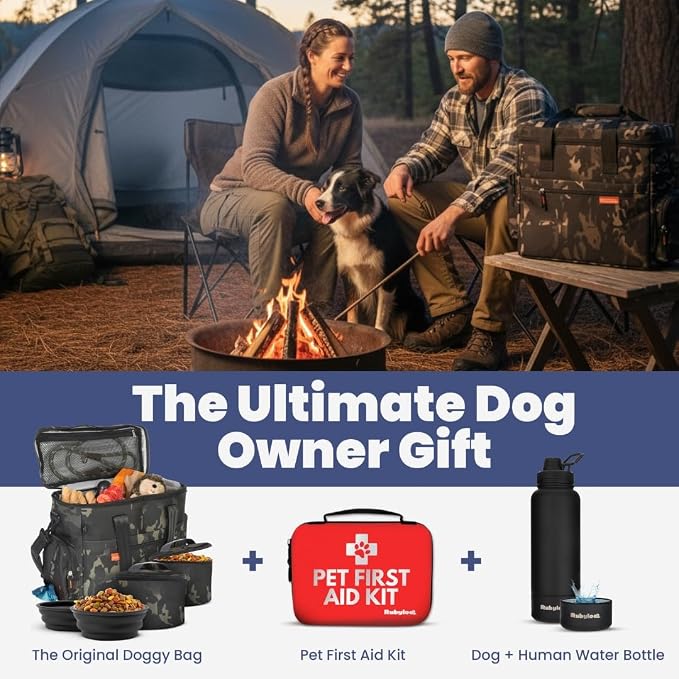 Rubyloo Original Doggy Bag™ Dog Travel Bag for Supplies with Travel Bowls | 2 BPA-Free Collapsible Bowls, 2 Pet Food Containers, TSA-Ready, Road Trips, Camping, Weekend Getaways, Doggy Gift, Camo - Image 7