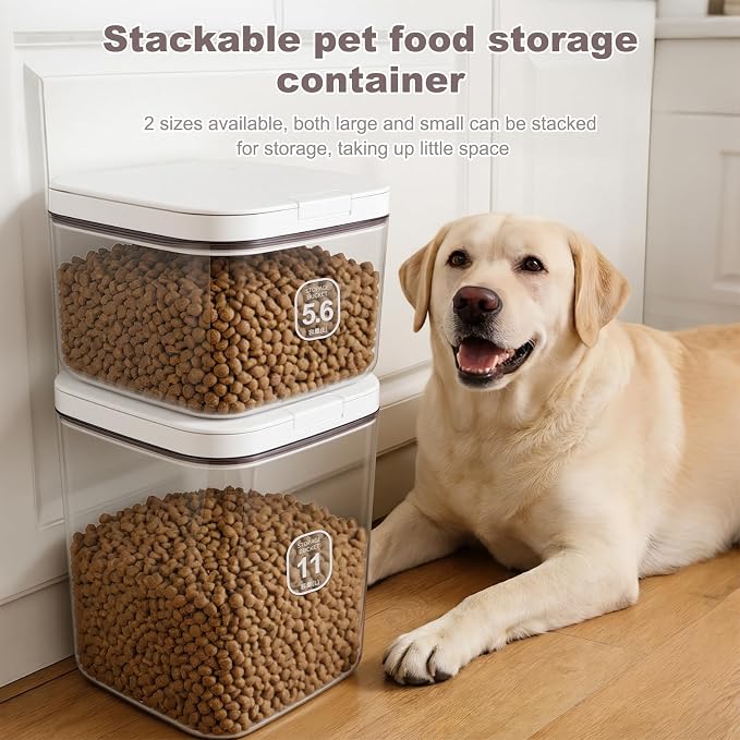 LEAWALK 5-8Lbs/5.92Qt/5.6L Airtight Dog Cat Food Storage Container and Pet Storage Bin BPA-Free. PET Clear Stackable Dog Treat Containers for Pet Food/Rice/Dry/Cereals/Flour/Sugar/Bread - Image 5