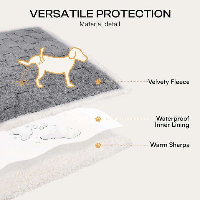 Luciphia Waterproof Dog Blanket, Reversible Fleece & Sherpa, Couch Cover | Soft plush fluffy, washable, puppy, cat, dog bed, crate, car seat, sofa, throw, furniture protector,Gray,Large (65" x 57") - Image 4