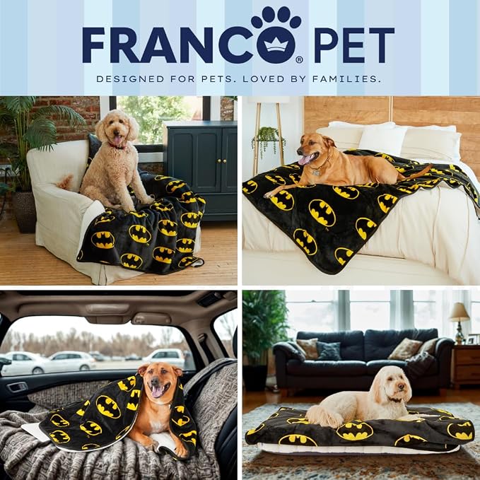 Franco Pet Batman DC Comics Bat Shield Logo Super Soft Cozy Waterproof Sherpa-Backed Blanket Throw for Large Dogs, Couch/Bed/Car, 50x60 (Officially Licensed Product) - Image 7