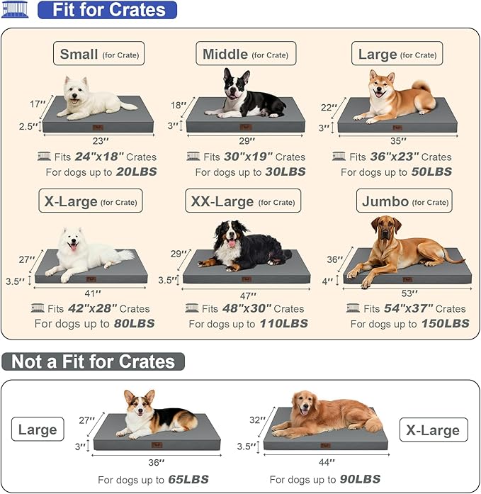 Waterproof Orthopedic Outdoor Dog Bed XL for Extra Large Dogs | Egg Crate Foam for Joint Support, TPU Waterproof Layer, Machine Washable 1680D Oxford Cover, 44 x 32 Inch, Up to 90 lbs - Image 2