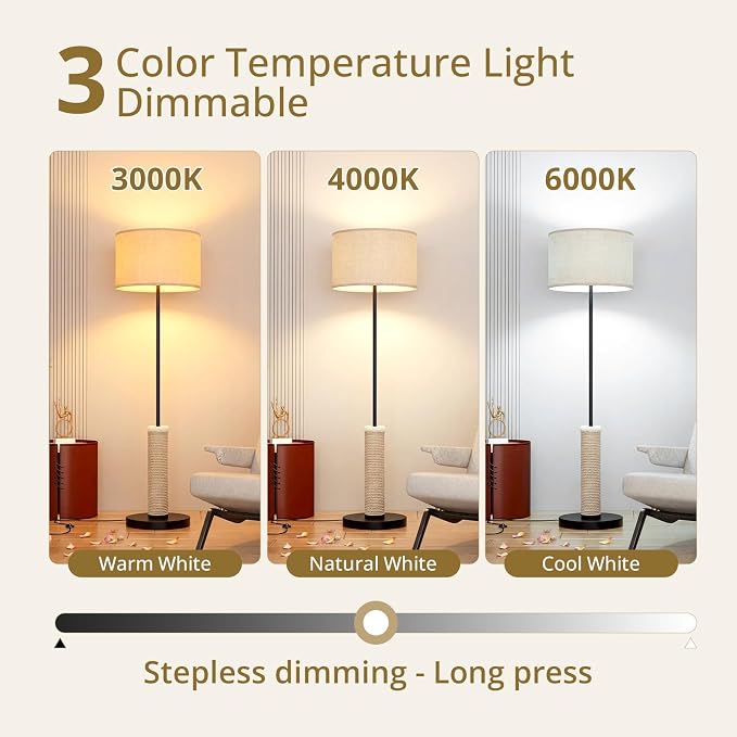 61 Inches Cat Scratching Post, Floor Lamp,Durable Natural Sisal and Heavy Duty Base,Suitable for Living Room Bedroom Dining Room Kitchen - Image 2