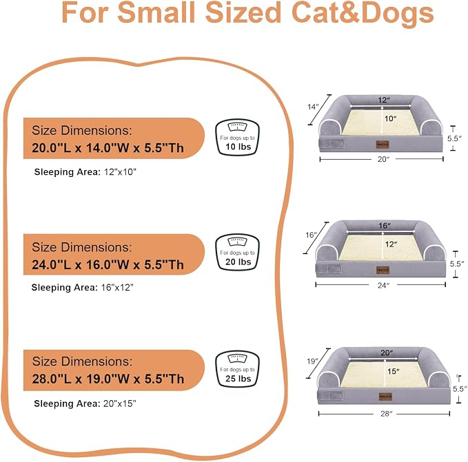 NANUYA Orthopedic Dog Bed for Small Dogs, 24 x 16 Inch, Purple | Egg crate foam for joint support, 3-sided bolster pet sofa, waterproof lining, washable cover, and non-skid base - Image 6