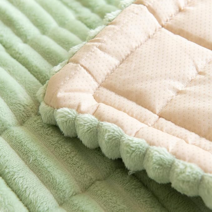 vctops Striped Couch Cover Super Soft Corduroy Sectional Sofa Cover Washable Non Slip Sofa Slipcover Furniture Protector for Kid Dog Pet,1 Piece (Green,27"x47") - Image 7