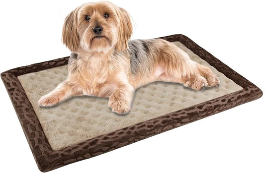 Dog Crate Pad 24x17 inch Memory Foam Dog Bed Mat for Small Dog Cat Washable Puppy Sleeping Bed Anti Slip,Brown by PAGGEDHOME