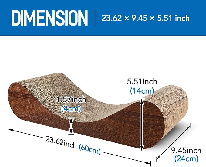 Simple Delxue Horizontal Cat Scratcher Pad, 23.6" Large Cat Scratcher Cardboard Lounge Bed, 100% Recyclable & Reversible Durable Cat Scratching Board - Image 2