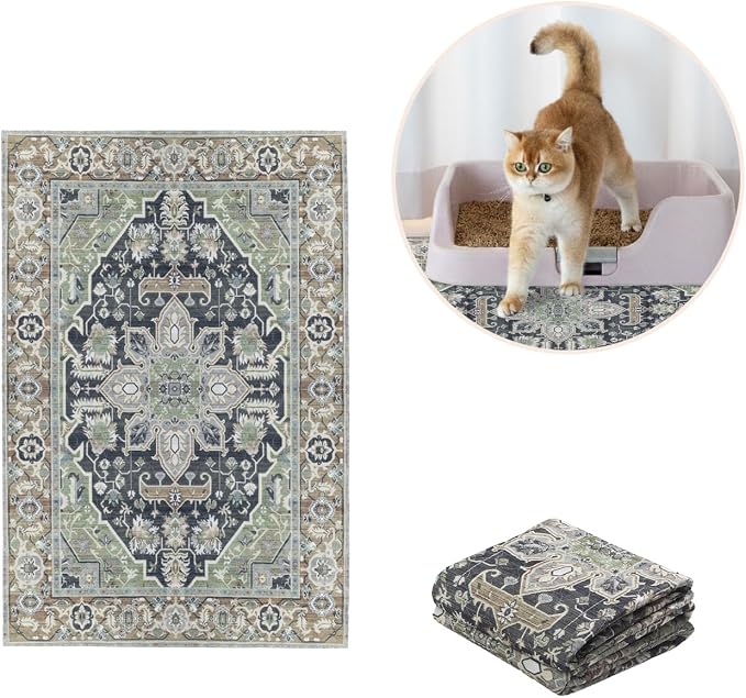 Lovewag Cat Litter Mat, Litter Box Mat, Sage Forest, 16x24, 2 Pack | Washable litter mat cover, kitty litter mat & cat mat for litter box, litter trapping mat, prevents tracking, multi-cat - Image 8