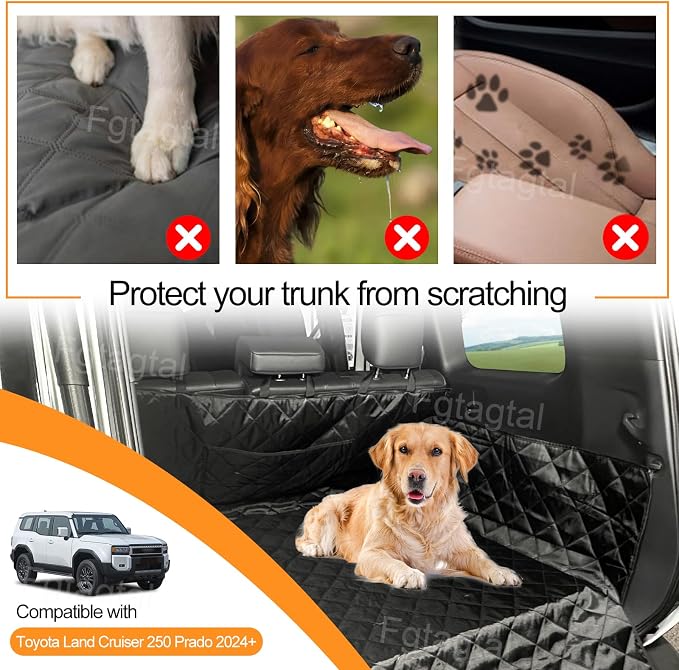 Cargo Liner for Dogs Compatible with Toyota Land Cruiser 250 Prado 2024-2026, Pet Dog Trunk Cargo Liner, Waterproof Anti-Dirty Pet Cargo Cover Dog Seat Mat, with Bumper Flap Protector (Black) - Image 6