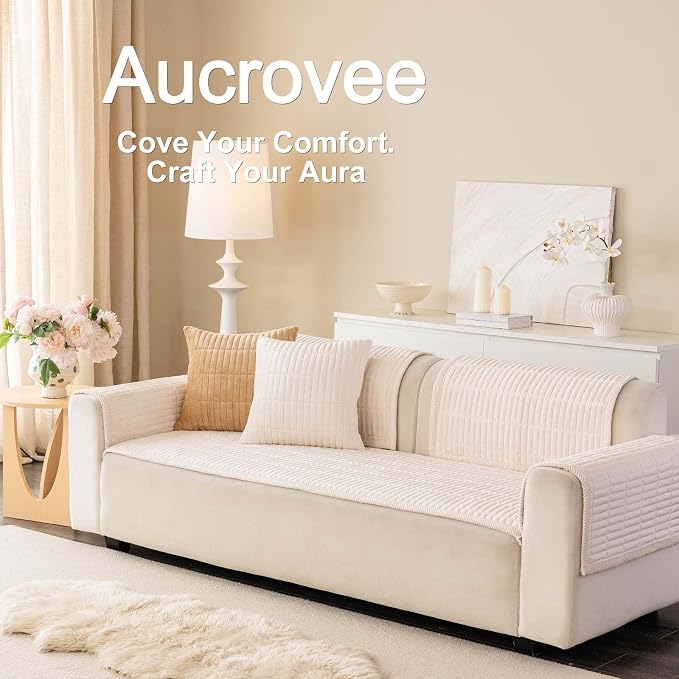 Velvet Washable Dog Couch Cover, Non-Slip Waterproof Pet Sofa Protector for 2-3-Cushion Sectional, L-Shaped Sofa & Loveseat, Machine Washable(1PC/27.6"x70.9",White) - Image 3