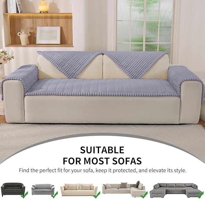 Couch Cover for Dogs,Washable Non-Slip Pet Friendly Sofa Protector | Thick Flannel Sofa Cover,Nonslip, Washable,Anti-Pilling,Pet Friendly,for Dogs & Cats,Cozy Protect Against Fur,27.6" x 70.9" - Image 6