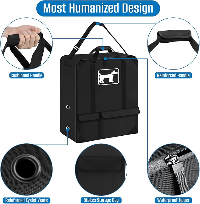 SIRUITON 600D Dog Playpen Storage Bag,Fits 2Pcs 24" H 8 Panels &9 Stakes | Suitable for Foldable Exercise Pet Playpen, Dog Fence Travel Bag with Reinforced Double Handles - Image 3
