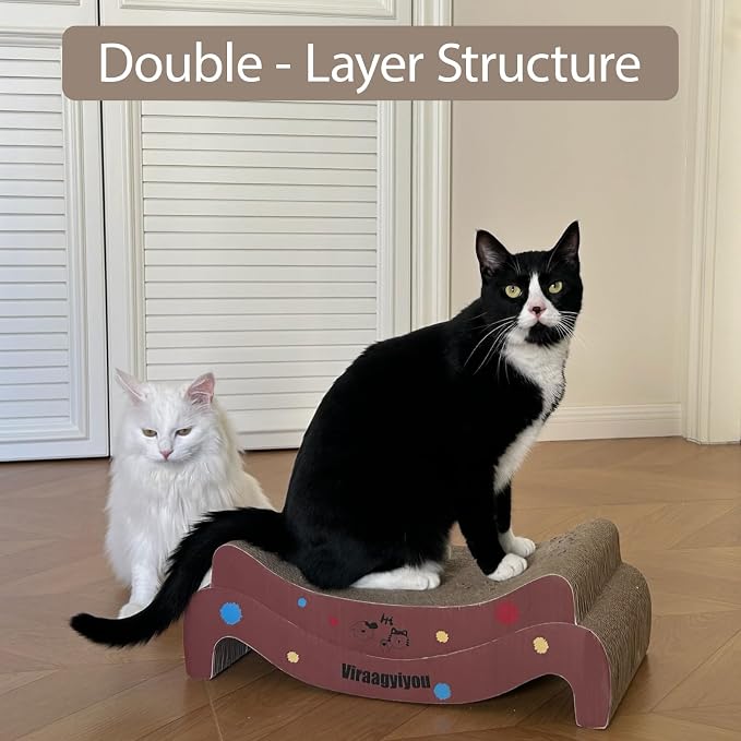 Cat Scratcher, 2 in 1 Corrugated Cat Scratch Board Lounger for Scraching & Napping, Cat Scratchers for Indoor Scratch Pad Couch Cardboard as Cat Bed & Furniture Protector from Cat Claws, 19.68 Inch - Image 6