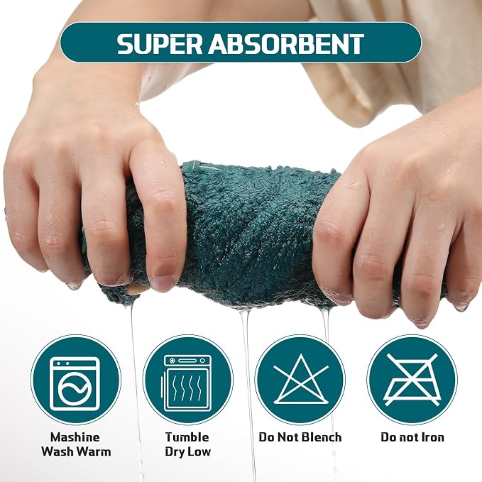 Mixweer 24 Piece Teal Microfiber Absorbent Towel Set: 2 Oversized Bath Sheets, 4 Bath Towels, 6 Hand, 8 Washcloths, 4 Fingertip for Bathroom Spa Gym Camping Beach - Image 3