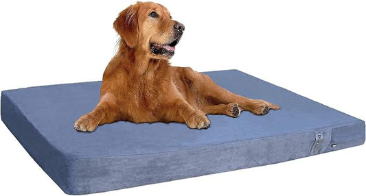Dogbed4less Orthopedic Gel Memory Foam Pet Dog Bed, Waterproof Liner with External Microsuede Cover and Bonus Antislip Cover (Microsuede Gray, 55"X47"X4" Inches) by Dogbed4less
