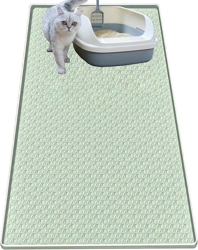 Cat Litter Mat for Litter Box, Silicone Large Cat Litter Trapping Mat - 51.2x25.6 in, Waterproof & Non-Slip, Durable & Easy Clean, Green by Jacooxi
