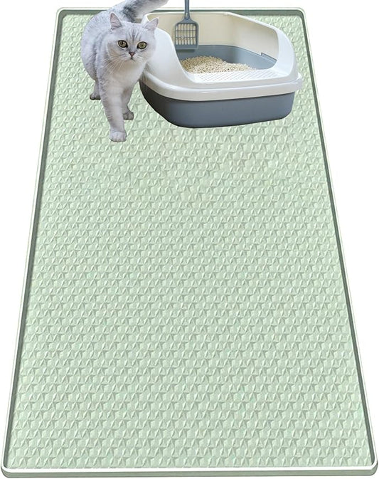 Cat Litter Mat for Litter Box, Silicone Large Cat Litter Trapping Mat - 51.2x25.6 in, Waterproof & Non-Slip, Durable & Easy Clean, Green by Jacooxi