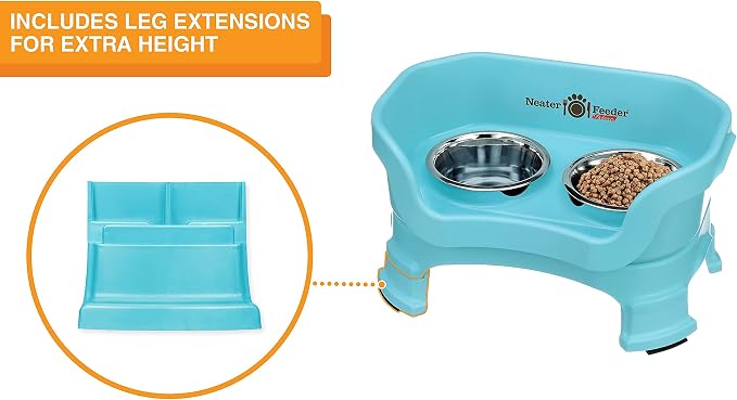 Neater Feeder Deluxe Mess-Proof Elevated Dog Bowls for Small Dogs (Up to 19 lbs), 2 Height Adjustable (6” & 7.5”) No-Spill Raised Dog Bowl Stand, Stainless Steel Food Bowl Set, Made in USA, Aquamarine - Image 6