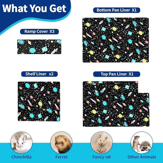 YKD Ferret Cage Liners for Ferret Nation & Critter Nation Cages | Waterproof Chinchilla Cage Accessories, Washable Bedding, for Ferrets, Chinchillas, Rats (Black, Double Unit Set) - Image 6