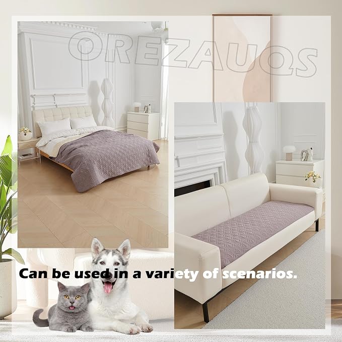 Waterproof Blanket Dog Bed Cover Non Slip Large Sofa Cover Dog Blanket for Couch Protection Pet Blanket for Furniture Bed Couch Sofa Reversible (Grey,210 * 260cm) - Image 3