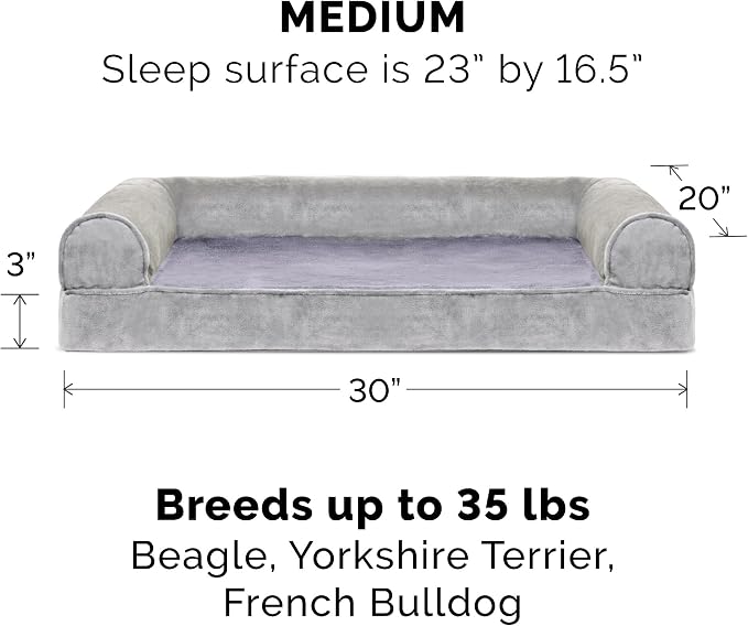 Furhaven Replacement Dog Bed Cover Faux Fur & Velvet Sofa-Style, Machine Washable - Smoke Gray, Medium - Image 3