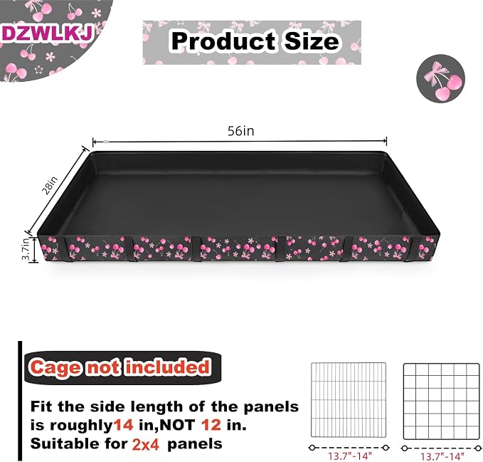 DZWLKJ Waterproof Guinea Pig Cage Liner,Washable Tarp Bottom Base,Cherry Graphic,28"x56", Reusable for Rabbit, Chinchilla, Hedgehog, Ferret & Other Small Animals. - Image 2