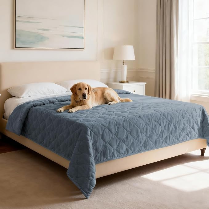H.VERSAILTEX Couch Cover Chenille Pet Fuzzy Sofa Covers for 3 Cushion Couch and Bed Anti Slip Washable Sofa Slipcovers Soft Couch Protector Cover for Dogs Cats Kids(68" x 82", Stone Blue) by HVERSAILTEX