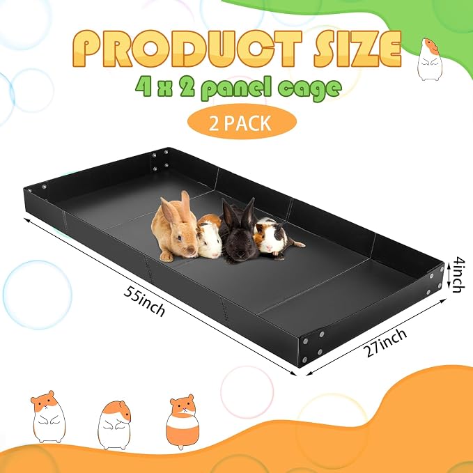 Wenqik 2 Pcs Guinea Pig Cage Liner Corrugated Plastic Cage Liner Base 2 x 4 Panel Size Guinea Pig Cage Bottom for Small Animals Hedgehogs Rabbits Cages Tray, 55 x 27 Inch(Black) - Image 2
