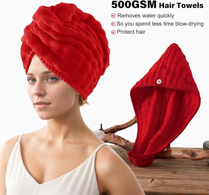 COZYART Lint Free 8 Pcs Bathroom Towels Set Ultra Soft Microfiber Red | Fluffy, Thick, Highly Absorbent, Fast Dry, No Shedding, No Pilling, Fade Resistant, Durable, Long-lasting - Image 3