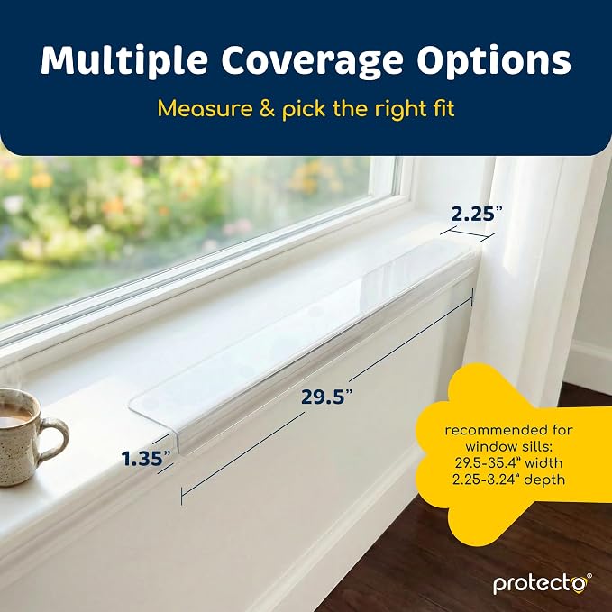 PROTECTO Window Sill Protector from Dogs & Cats, 29.5 x 2.25 in | Clear Window Guards from Cats Scratching, Chewing & Clawing - Keep Your Sills Smooth & Paws Safe - Strong Window Sill Cover - Image 4