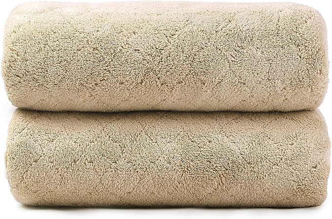 JML Microfiber Bath Towels, Coral Fleece - Camel, 30 in x 60 in | Hanging Loop, Super Soft, Absorbent, Lint Free, Fade Resistant, Lightweight, Quick Dry, Use for SPA , Sauna, Salon Hair Wrap - Image 2