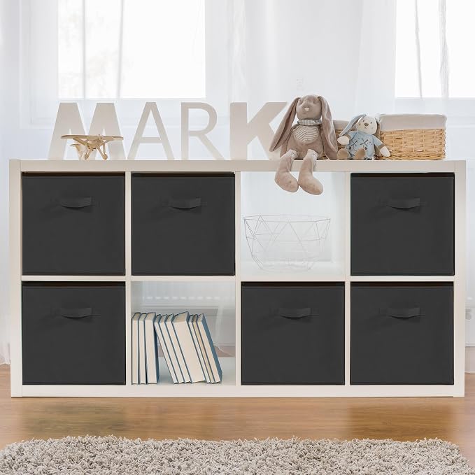 11 Inch Fabric Storage Cubes, Sturdy Foldable Storage Bins, Heavy Duty Cube Organizer for Clothes, Blankets, Shelves, Closets, Bedroom, Living Room, Black, 9 Pack - Image 6