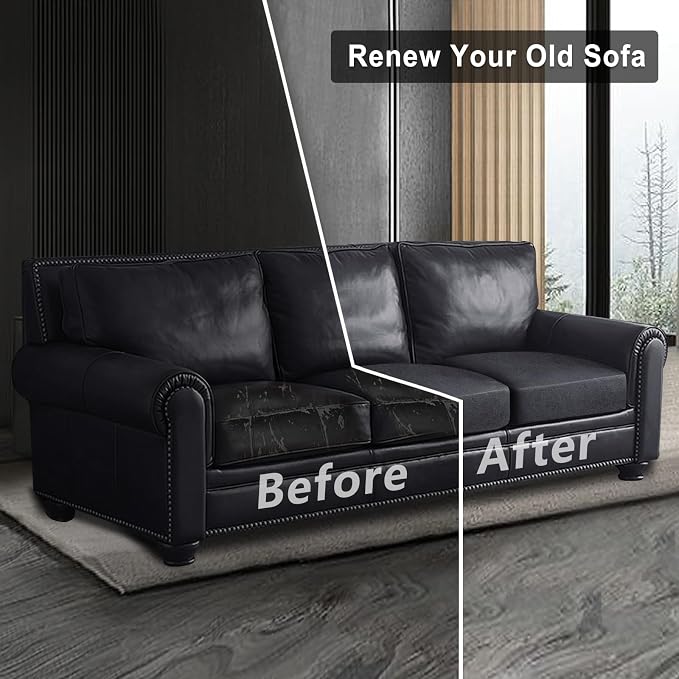 ANARACHON Leather Look Couch Cushion Covers Sofa Seat Slipcovers Sets Couches Furniture Protector for Sectional Armchair Loveseat Pets Kids Stretch Spandex Fabric (3 Cushion Sofa, Dark Grey) - Image 7