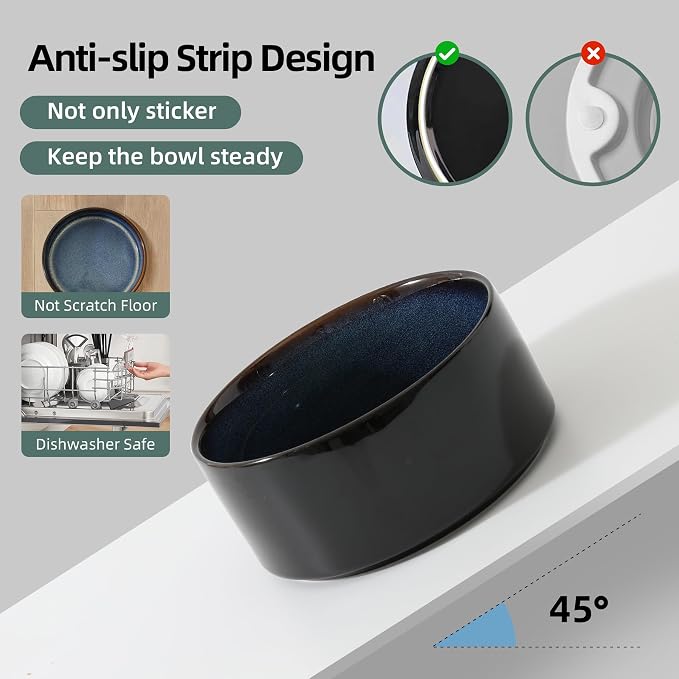 Havniva Elevated Dog Bowls Ceramic Dog Bowls with Stand, Dog Food Bowl | 6.1” Raised Dog Bowls with Non-Slip Wood Stand, Dog Food and Water Bowl Set, Double Dog Feeding Bowls for Small & Medium Dogs - Image 3
