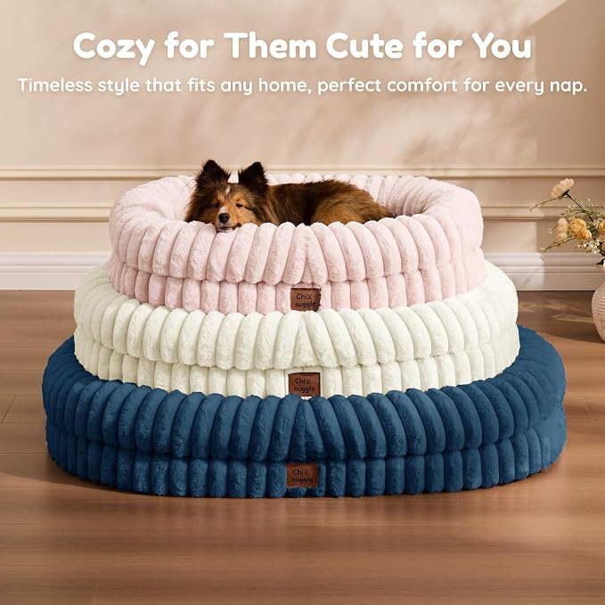 ChiXnuggle Orthopedic Dog Bed, Washable Cover, Faux Fur Bolster Pet Couch | waterproof,egg crate foam,non-slip bottom,for large dogs,navy,35*28*7,dog sofa - Image 8