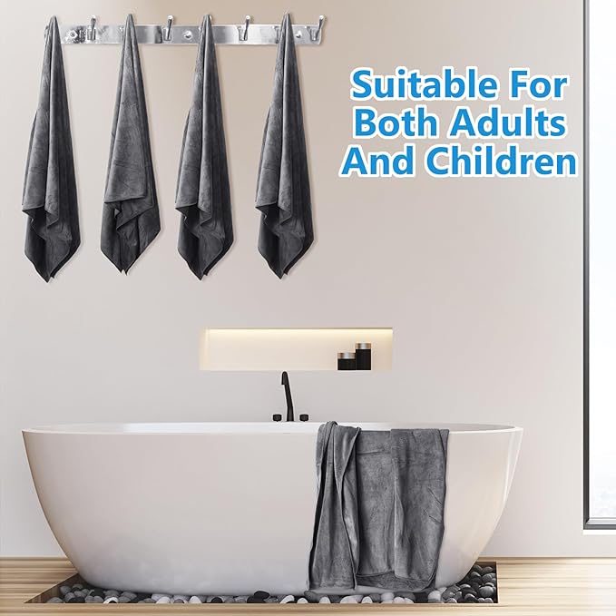 SmoothNovelty 16 Pack Microfiber Bath Towels Bulk 27'' x 60'' Oversized Beach Towel Highly Absorbent Extra Large Soft Drying for Shower Pool Salon Sauna Bathroom Gym Party (Simple,Dark Gray) - Image 5