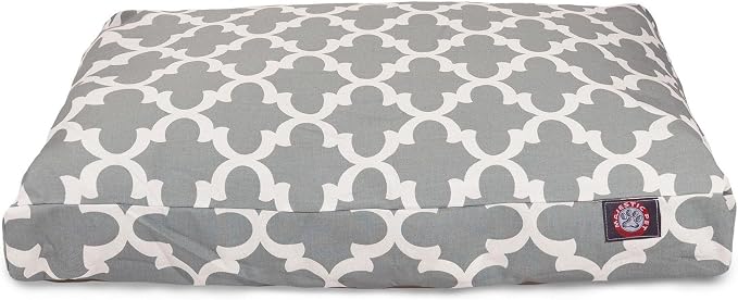 Majestic Pet Shredded Memory Foam Dog Bed Small with Removable Washable Cover – Rectangle Orthopedic Dog Bed–Durable Dog Crate Bed-Flat Dog Bed for Senior Dogs - (27x20) S - Trellis - Gray - Image 2
