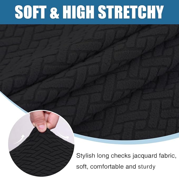 Smiry Waterproof Couch Cushion Covers, Non Slip Seat Cushion Covers | Stretch Jacquard Sectional Sofa Slipcover, Washable Elastic Furniture Protector for Pets, Kid, 2 Pieces, Black - Image 7
