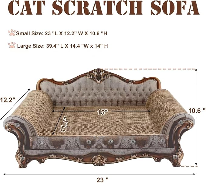 COOZMENT Sofa Shaped Scratching Couch,Thick Scratching Cardboard, Lounge Bed for Indoor Rest&Play, Sofa Scratcher Pad (23 "L X 12.2" W X 10.6 "H) - Image 2