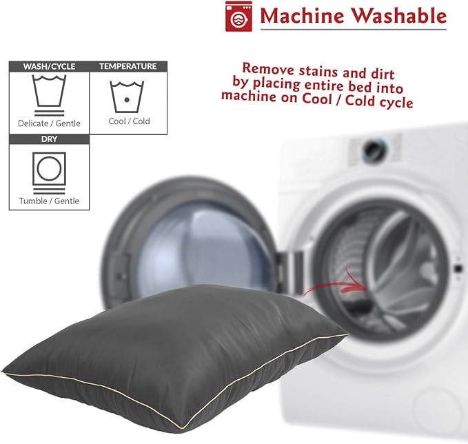 Majestic Pet Rectangle Large Dog Bed Washable – Non Slip Comfy Pet Bed – Dog Crate Bed Super Value Pillow Dog Bed – Dog Kennel Bed for Sleeping - Dog Bed Large Breed 46 x 35 Inch – Solid Gray - Image 5