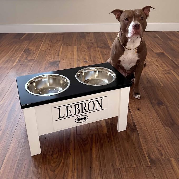 Elevated Dog Bowls for Large Dogs, Personalized Food Stand for Large Breed | Farmhouse Style, Elevated Wood Stand, Storage Container, Stainless Steel Bowls, Raised Anti-Slip Feeder, Made in USA - Image 4