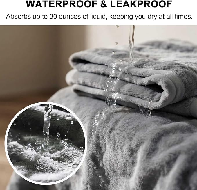 Waterproof Pet Blanket for Bed, Reversible Soft Flannel Love Blanket, Bed Blanket for Couples Washable, Spill-Proof Dog Throw Blanket for Couch, Sofa Protect, Camping,Grey,12"x12" - Image 4