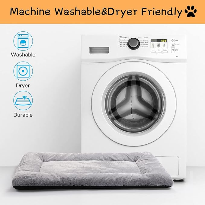 Dog Crate Pad Washable Dog Bed for Crate Medium Cozy Mat 30-Inch Gray | Ultra Soft Kennel Pad,Anti-Slip Bottom,Fits for Most Metal Crates,Comfortable Sleeping Pet Mat - Image 5